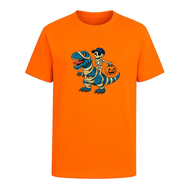 Playera Dinosaurio Momia Con Esqueleto Halloween Unisex