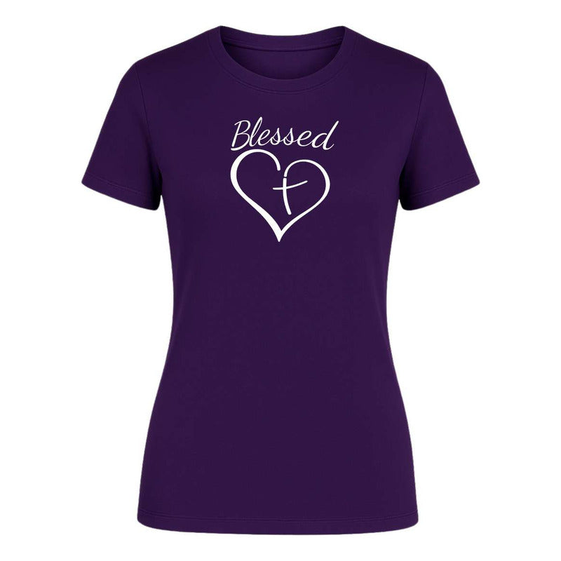 Playera "Blessed" Corazón con Cruz - Dama