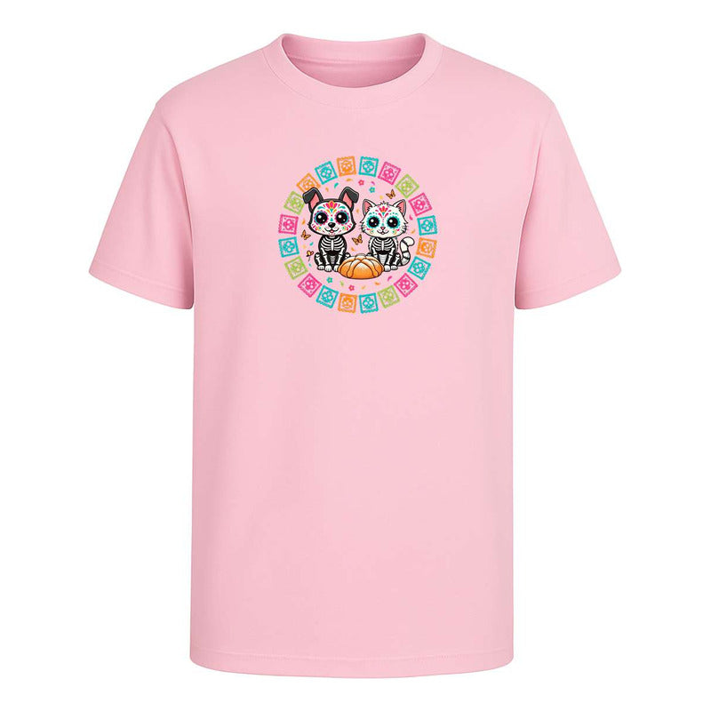 Playera Gato Y Perro Calavera Día De Muertos Ofrenda Unisex