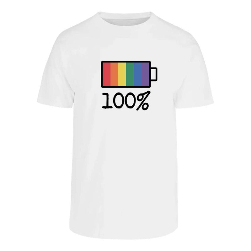 Playera "100% Pride" Carga de Batería LGBT+ - Unisex