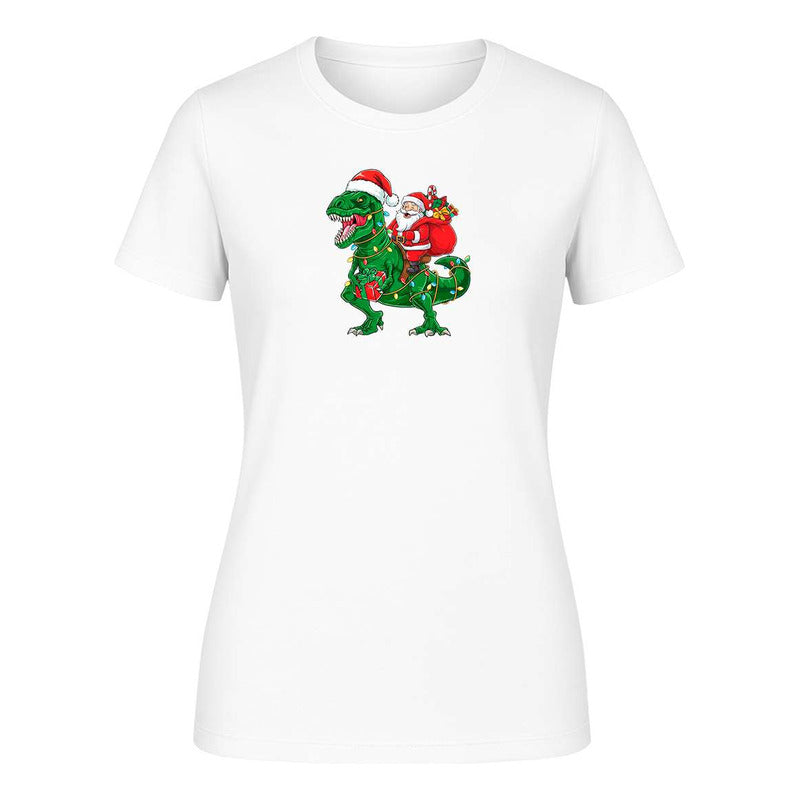 Playera Santa En T Rex Navideño Regalo Divertida De Dama