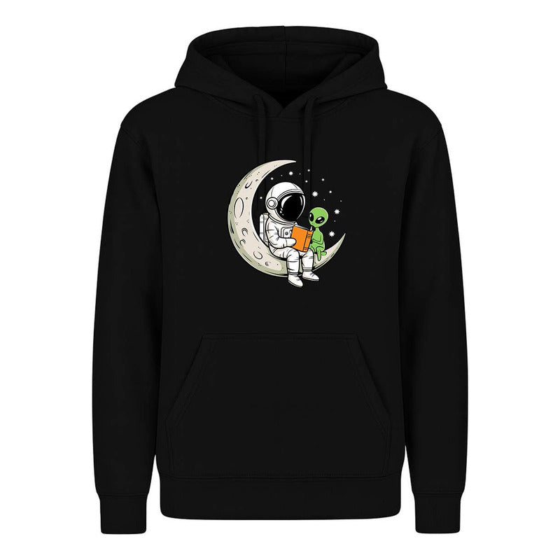Sudadera Astronauta Y Alien En Luna Lectura Kawaii Unisex