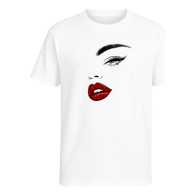 Playera Rostro Minimal Labios Rojos Glam Makeup Infantil