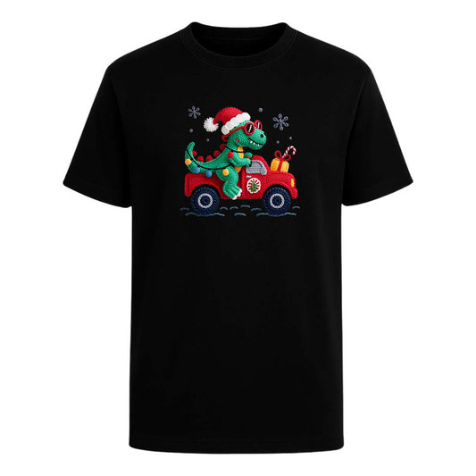 Playera Dinosaurio Navideño Efecto Bordado Regalo Infantil