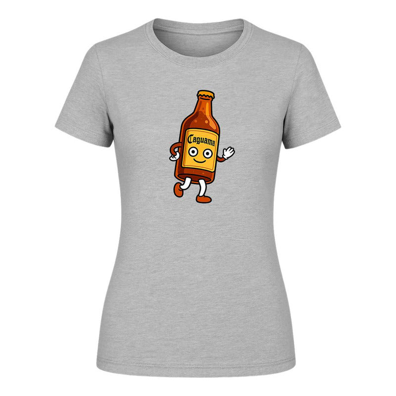 Playera KreaLab con diseño de caguama, botella y fiesta, ideal para dama, con estilo divertido y moderno para ocasiones casuales.