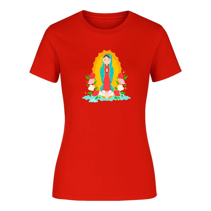 Playera Virgen De Guadalupe Mexicana Floral Católica Moderna