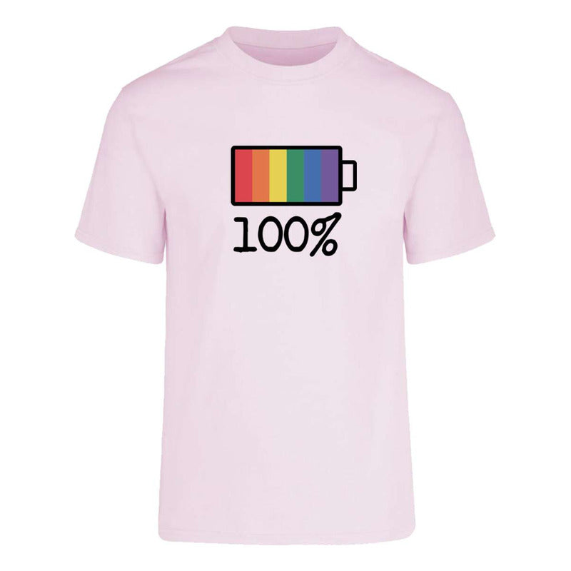 Playera "100% Pride" Carga de Batería LGBT+ - Unisex