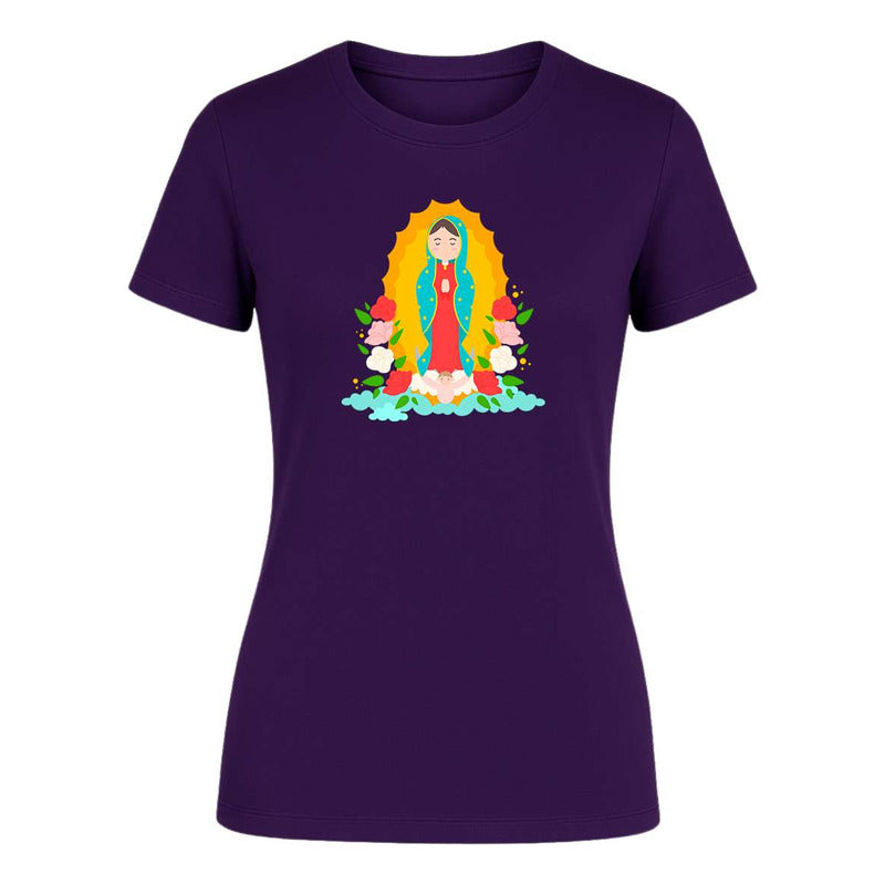 Playera Virgen De Guadalupe Mexicana Floral Católica Moderna