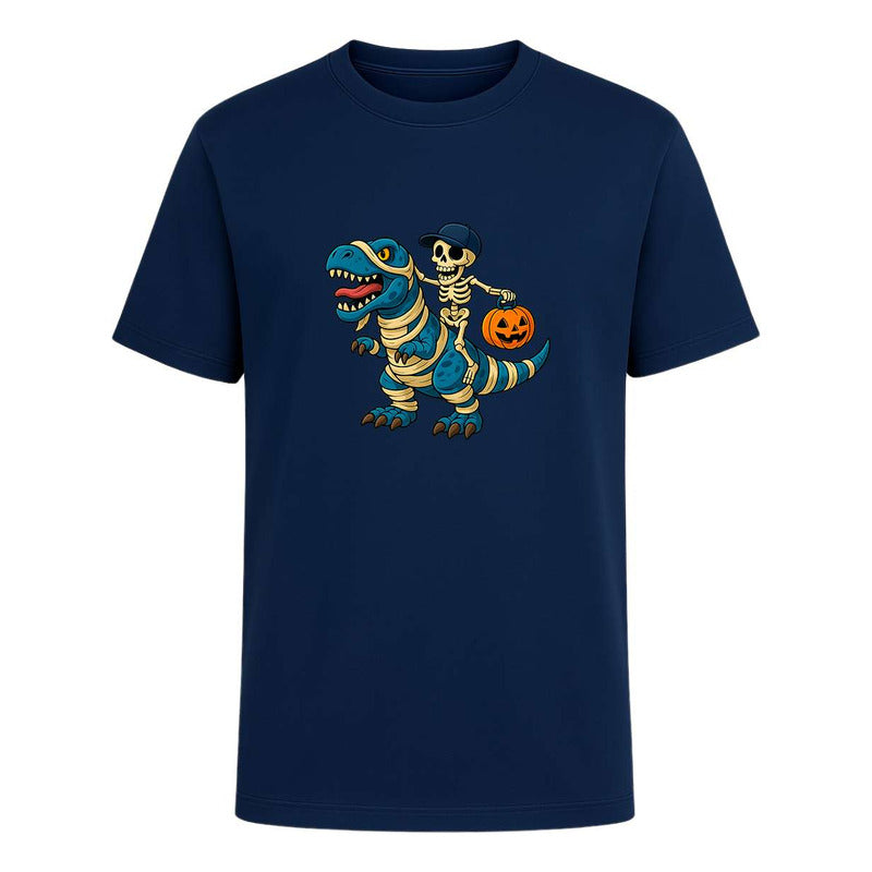 Playera Dinosaurio Momia Con Esqueleto Halloween Unisex