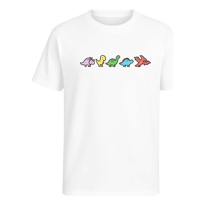Playera "Dinosaurios Kawaii" Minimalista - Hombre