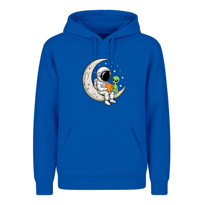 Sudadera Astronauta Y Alien En Luna Lectura Kawaii Unisex