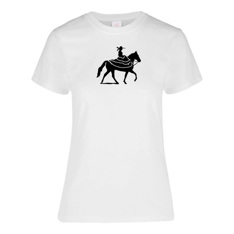 Playera Escaramuza para dama de la marca KreaLab, color y diseño modernos, con detalles en el frente.