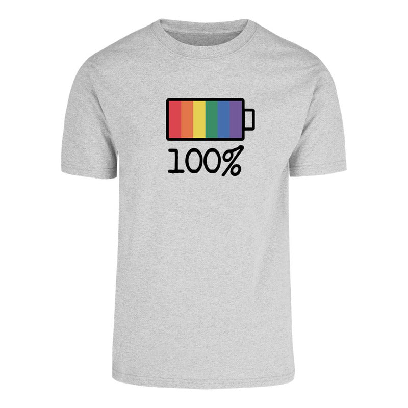 Playera "100% Pride" Carga de Batería LGBT+ - Unisex