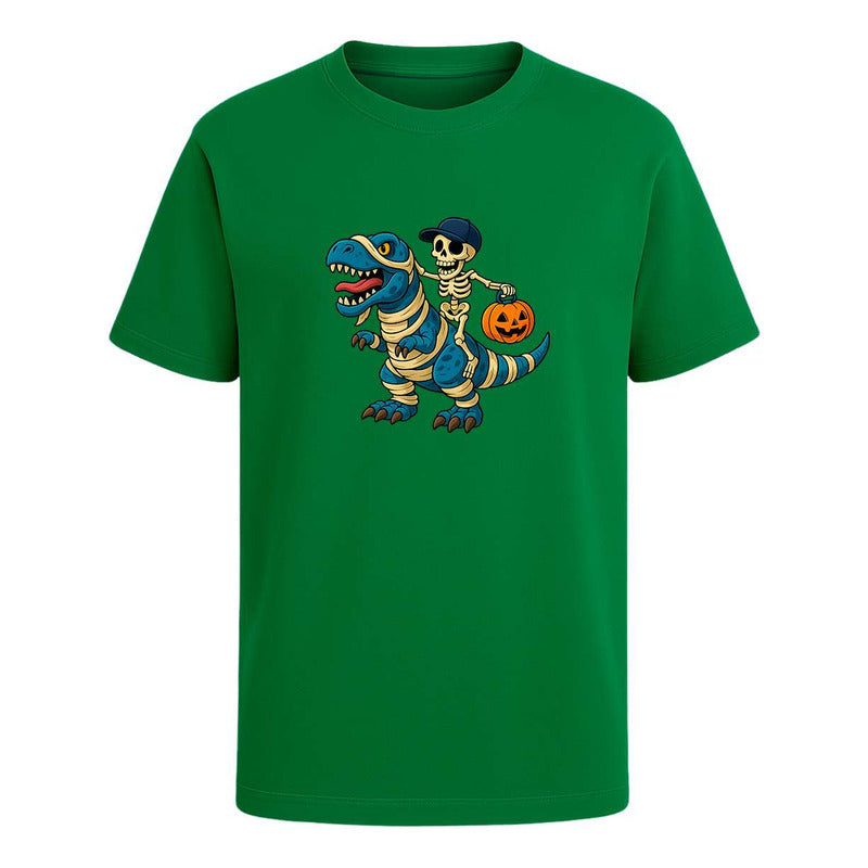 Playera Dinosaurio Momia Con Esqueleto Halloween Unisex