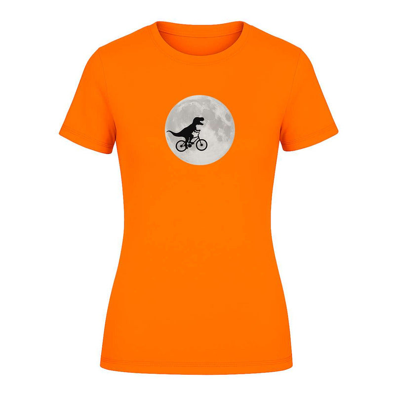 Playera "Dinosaurio en Bici" Frente a la Luna - Dama