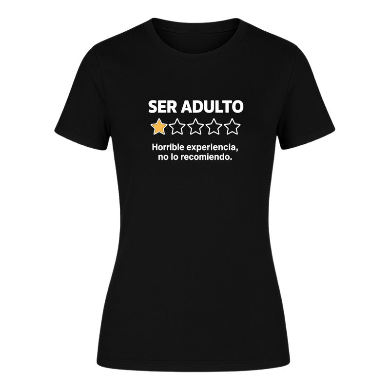 Playera Mujer Ser Adulto 1 Estrella Frase Divertida