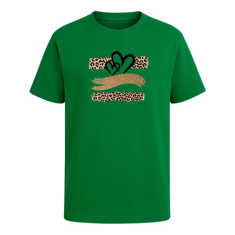 Playera Corazones Animal Print Leopardo Amor Regalo Unisex