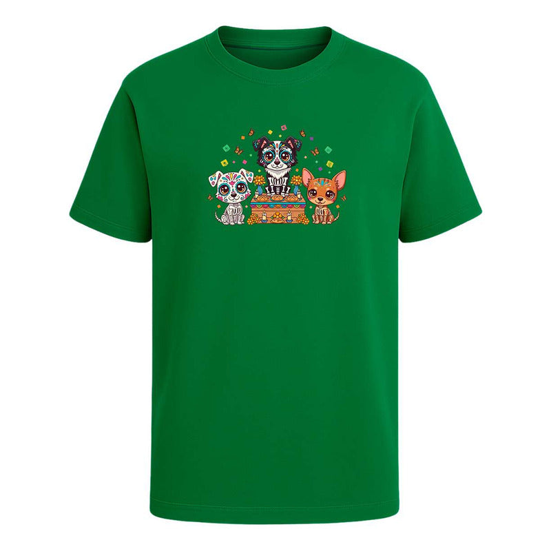Playera Perros Calavera En Ofrenda Día De Muertos Unisex