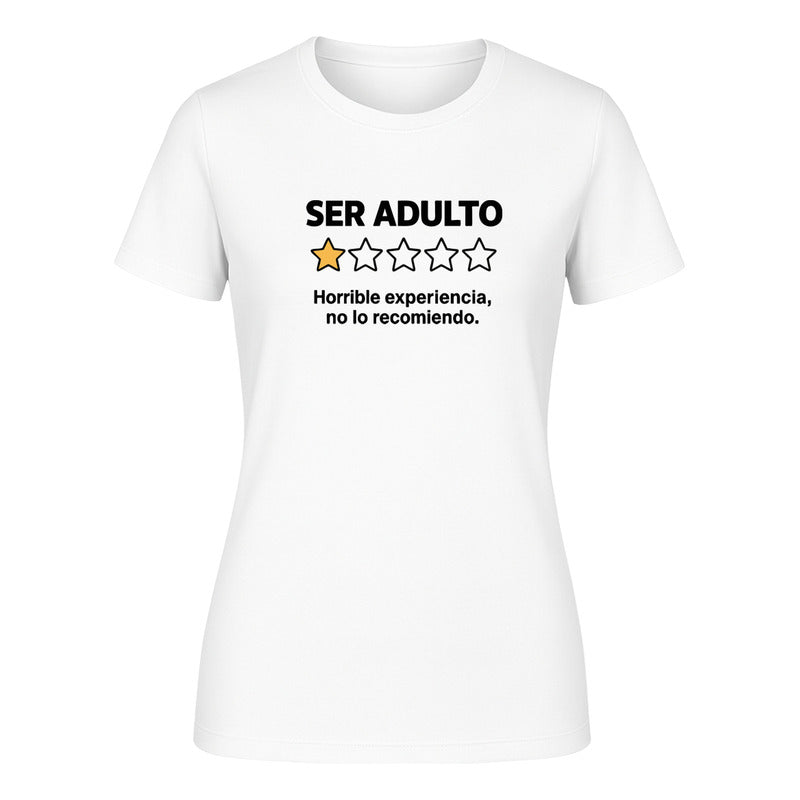Playera Mujer Ser Adulto 1 Estrella Frase Divertida