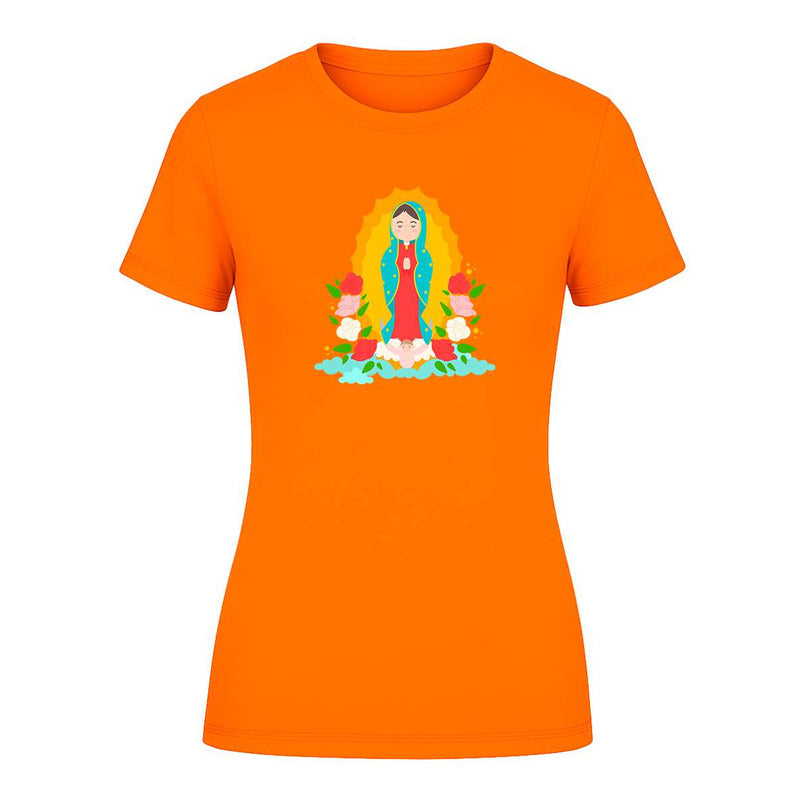 Playera Virgen De Guadalupe Mexicana Floral Católica Moderna