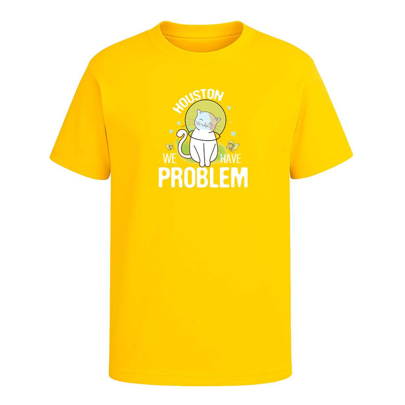 Playera Houston We Have Problem Gato Meme Divertida Unisex