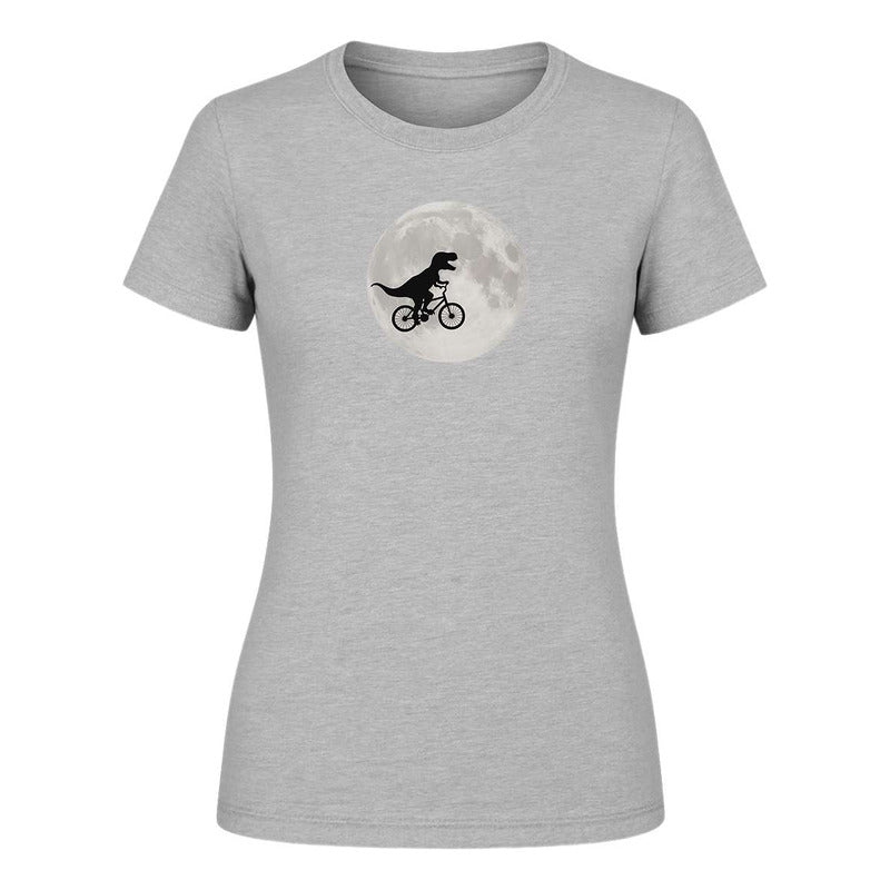 Playera "Dinosaurio en Bici" Frente a la Luna - Dama
