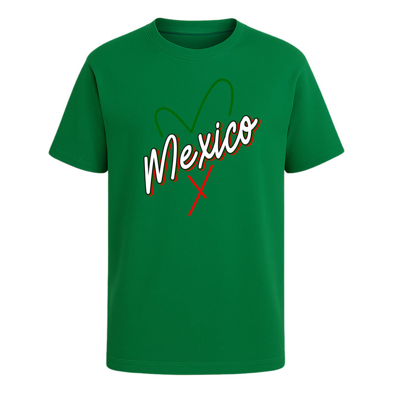Playera México Corazón Trazado Unisex Fiestas Patrias