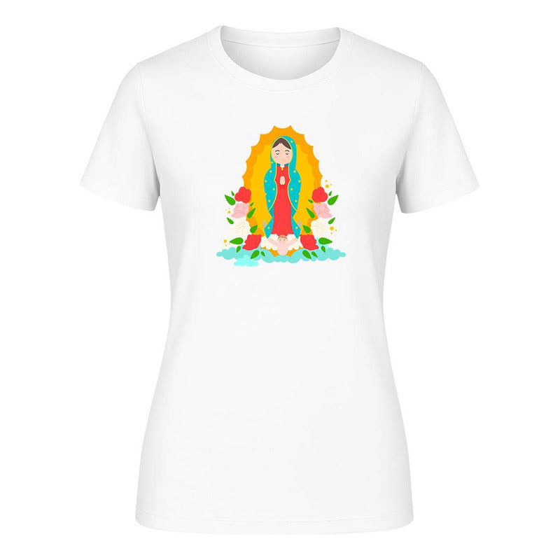 Playera Virgen De Guadalupe Mexicana Floral Católica Moderna