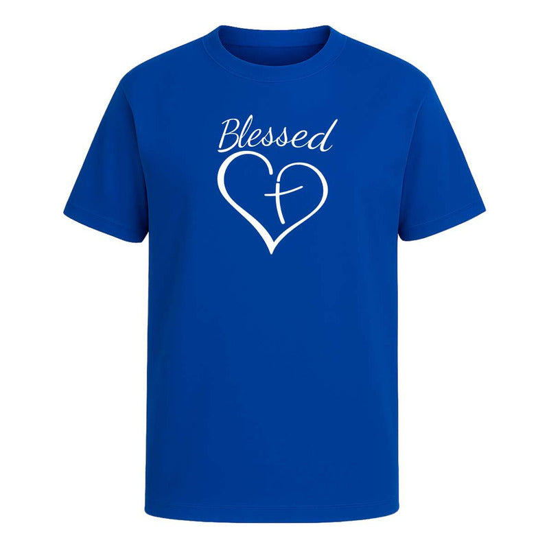 Playera Blessed Corazón Con Cruz Fe Y Devoción Unisex