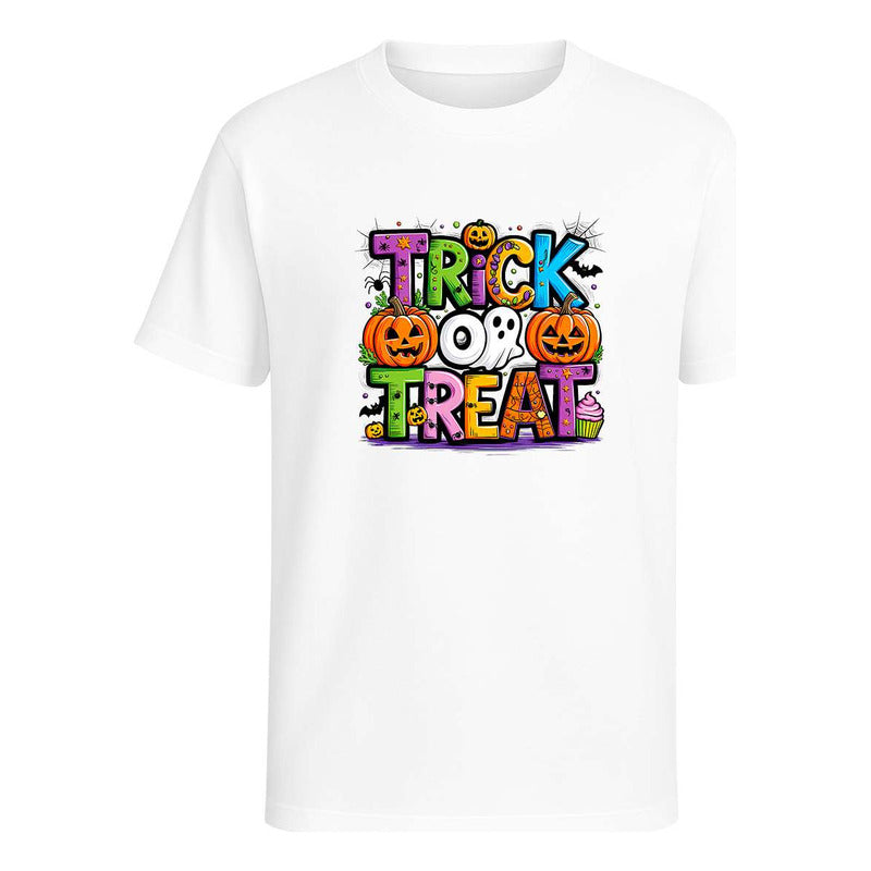 Playera Trick Or Treat Infantil Fantasma Calabazas Halloween