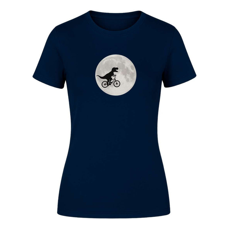 Playera "Dinosaurio en Bici" Frente a la Luna - Dama