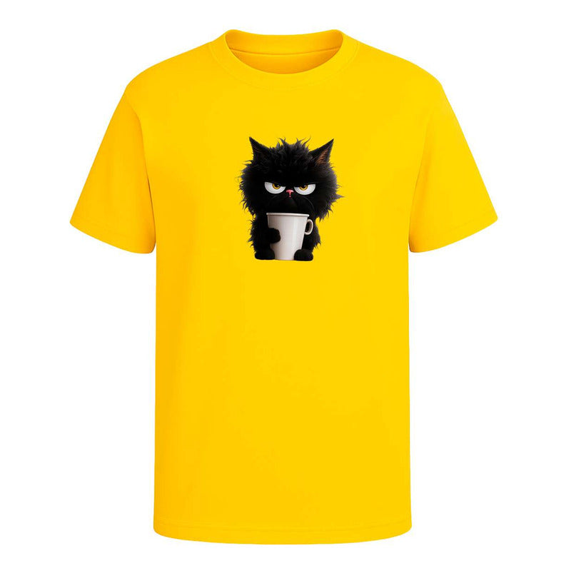 Playera "Gato Enojado Con Café" - Hombre