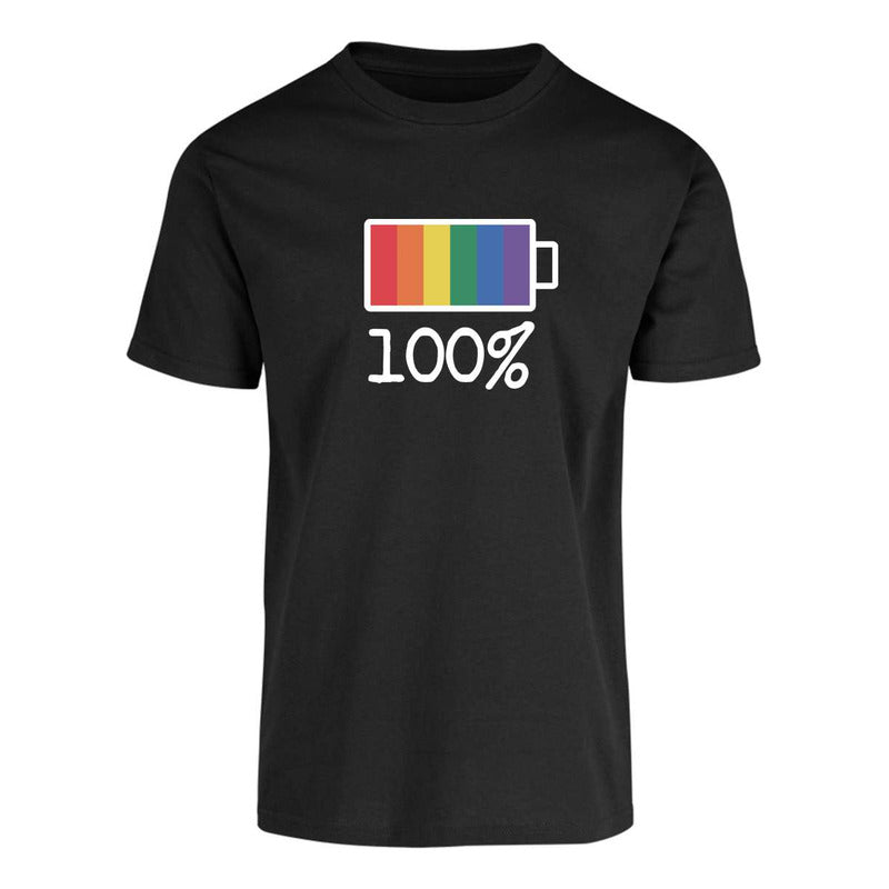 Playera "100% Pride" Carga de Batería LGBT+ - Unisex