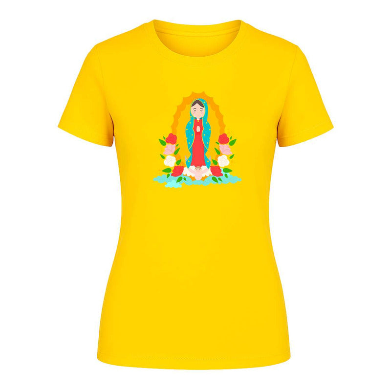 Playera Virgen De Guadalupe Mexicana Floral Católica Moderna