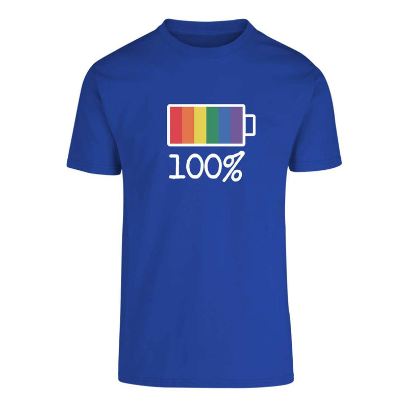 Playera "100% Pride" Carga de Batería LGBT+ - Unisex