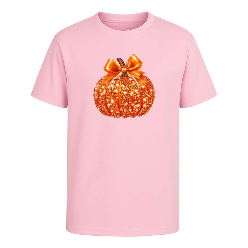 Playera Calabaza Brillante Lazo Halloween Fiesta Infantil