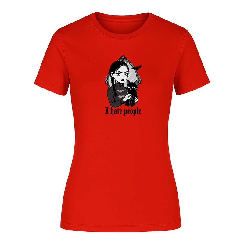 Playera "I Hate People" Frase Gótica - Dama