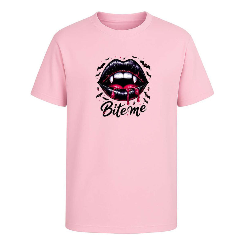 Playera Bite Me Vampiro Labios Sangre Halloween Lips Unisex