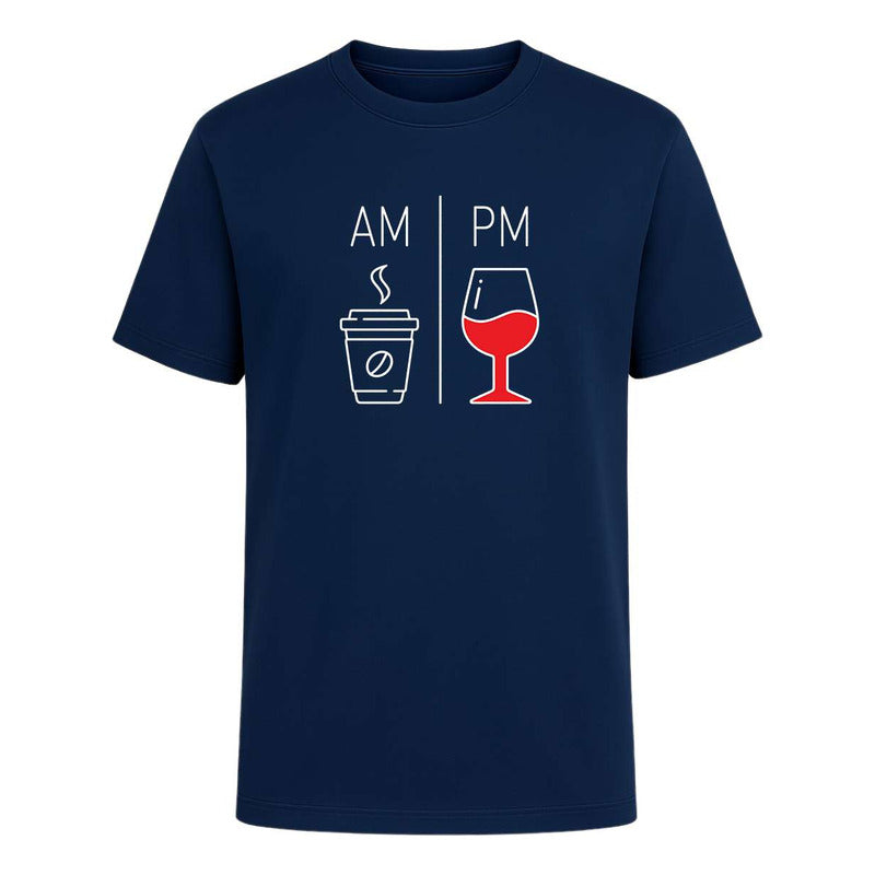 Playera Am Pm Café Y Vino Broma Humor Meme Regalo Unisex