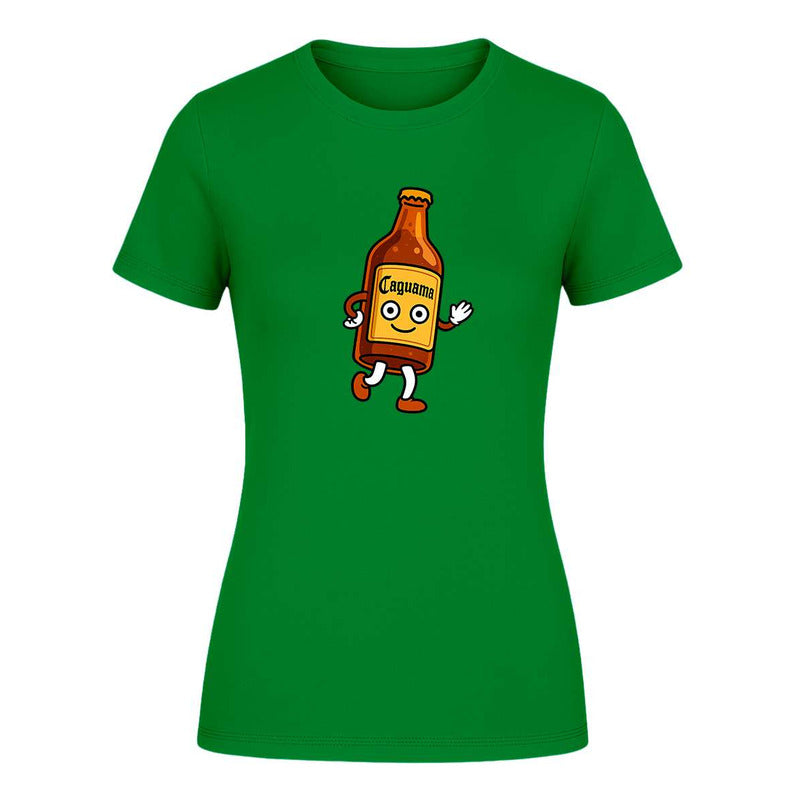 Playera Caguama Botella Bailando Fiesta Broma Meme Dama de KreaLab, camiseta divertida con diseño de botella y baile para mujer