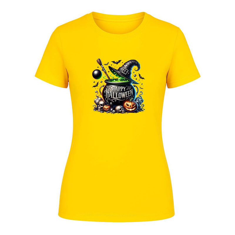 Playera Happy Halloween Caldero Bruja Calabaza De Dama