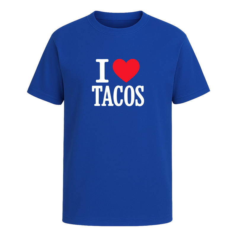 Playera KreaLab I Love Tacos para hombre, camiseta casual con diseño divertido de amante de la comida mexicana.