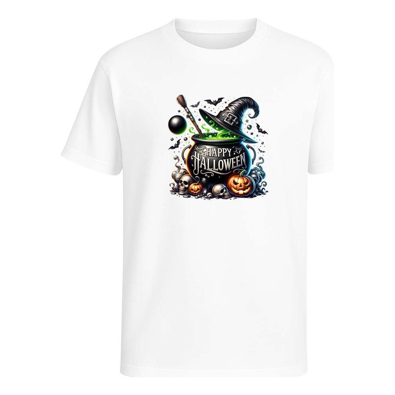 Playera Happy Halloween Caldero Bruja Calabaza Unisex