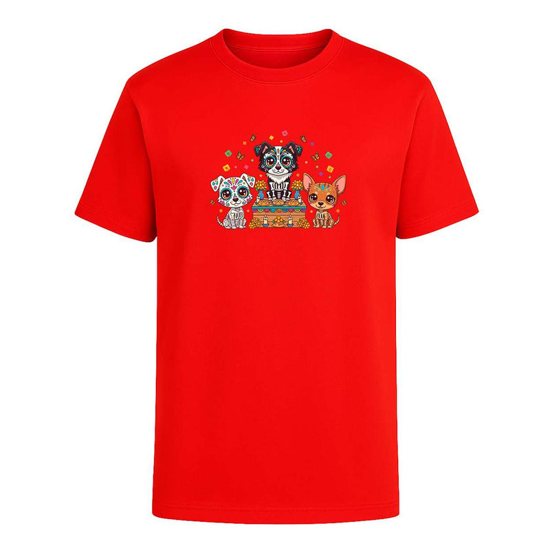 Playera Perros Calavera En Ofrenda Día De Muertos Unisex