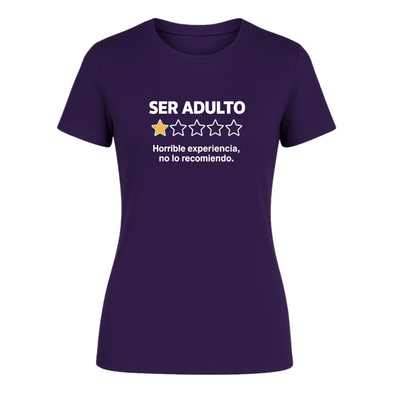 Playera Mujer Ser Adulto 1 Estrella Frase Divertida