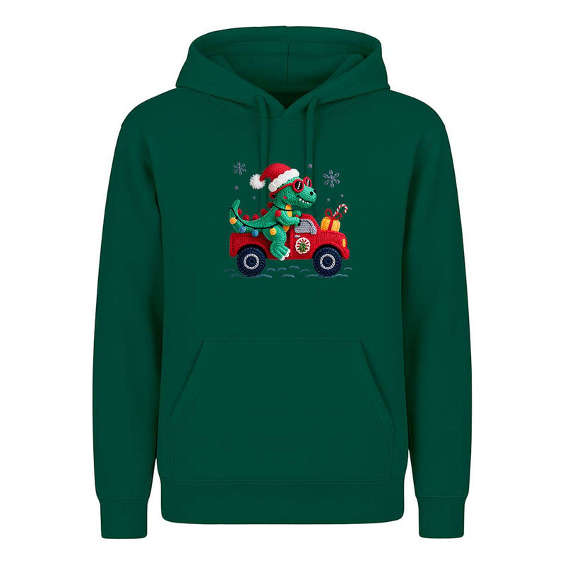 Sudadera Dinosaurio Navideño Efecto Bordado Regalo Unisex