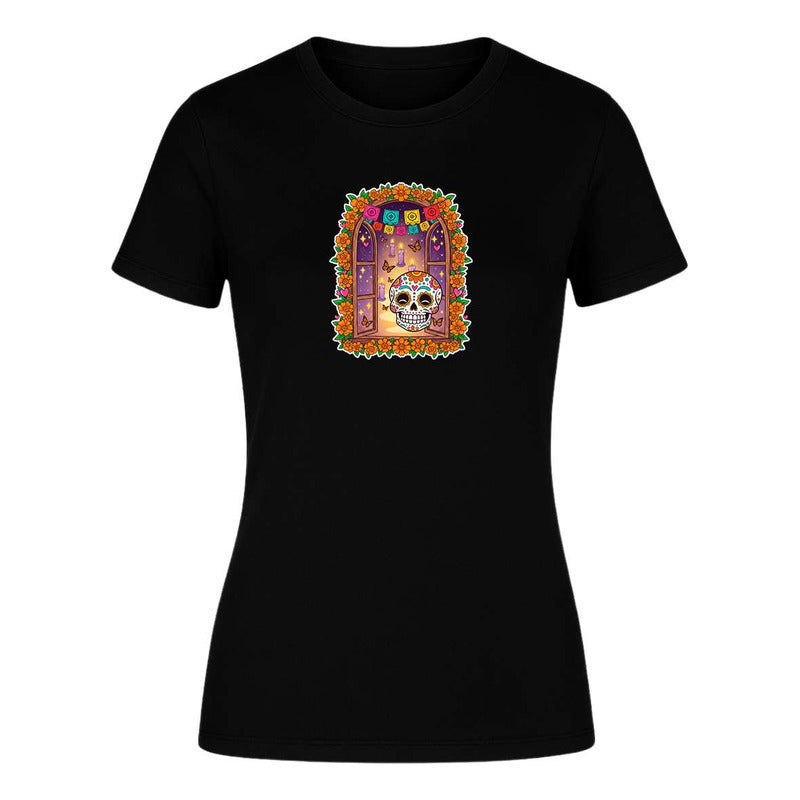 Playera "Calavera y Mariposas" Ofrenda - Dama
