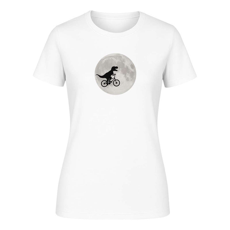 Playera "Dinosaurio en Bici" Frente a la Luna - Dama
