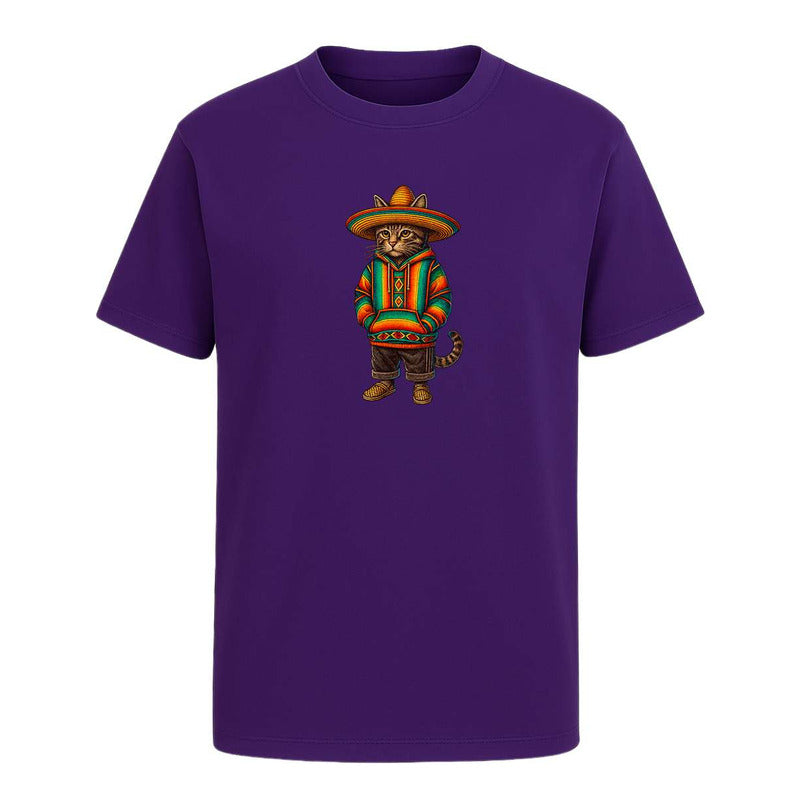 Playera Gato Con Sombrero Mexicano - Infantil