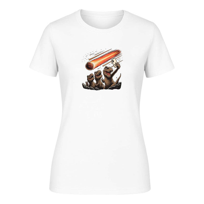 Playera "Dinosaurios Selfie Meteorito" Humor - Dama